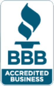 Better Business Bureau logo accredited business blue on white background